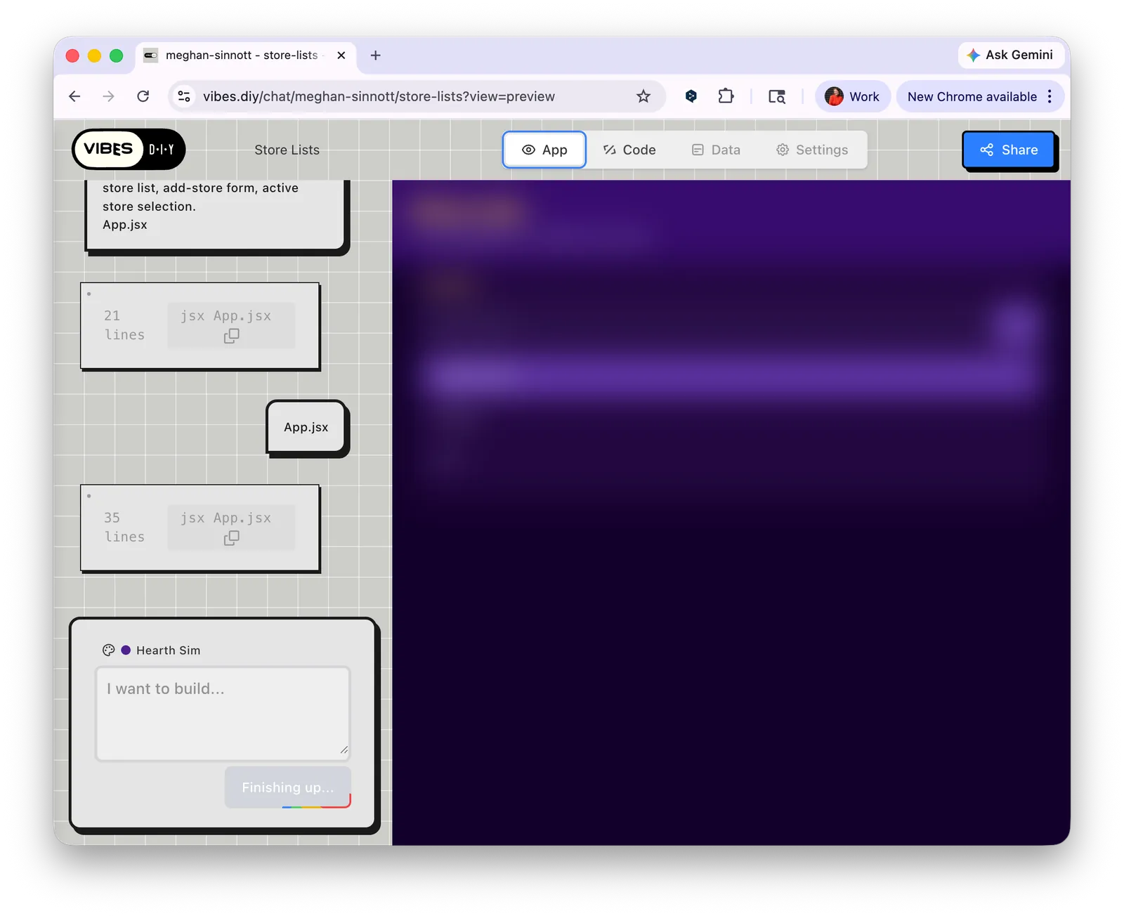 Preview pane loading — app rendering for the first time