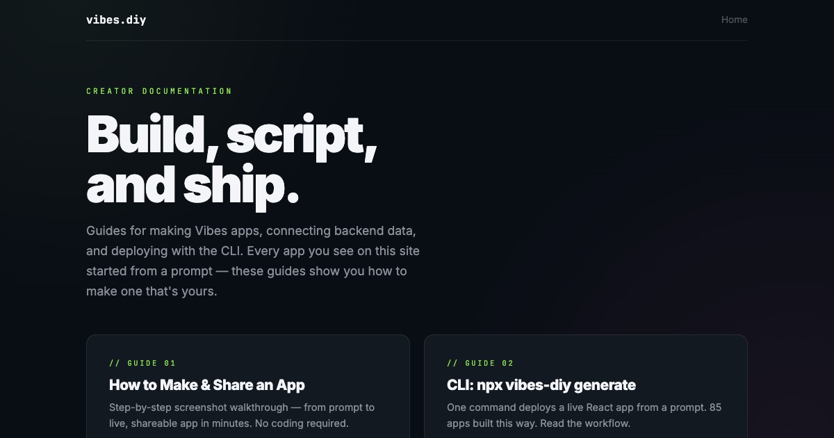 Creator documentation: build, script, and ship